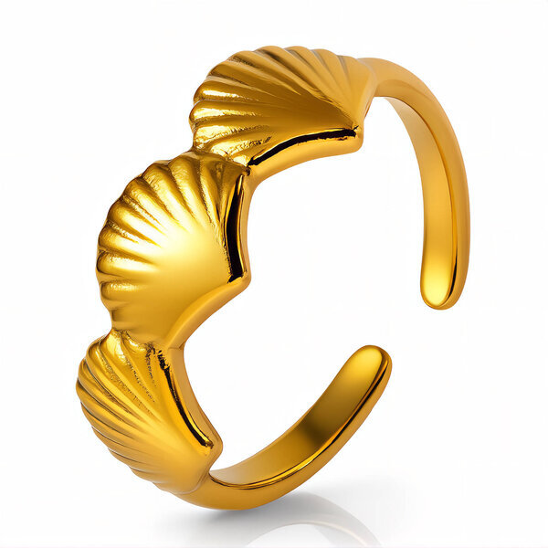 "Seashells" Ring, 18K Gold Plated Steel