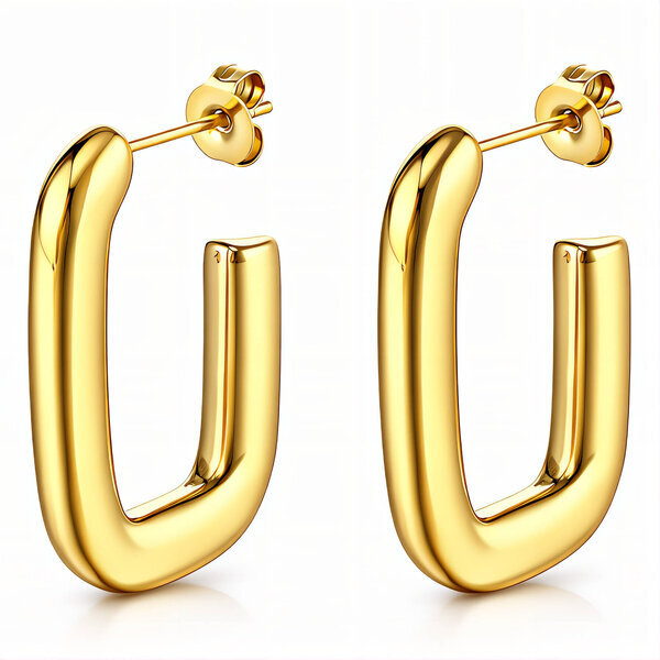 Earrings, 18K Gold Plated Steel