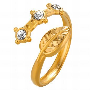 18K gold plated Stainless steel  "Leaf" finger ring, Intensity