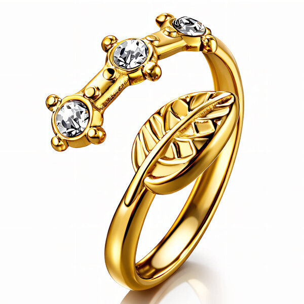 "Leaf" Ring, 18K Gold Plated Steel