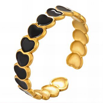 "Hearts" Ring, 18K Gold Plated Steel