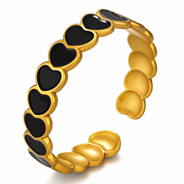 "Hearts" Ring, 18K Gold Plated Steel
