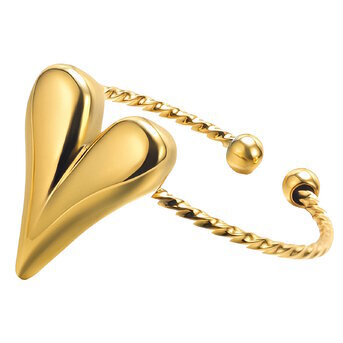 18K gold plated Stainless steel  "Heart" finger ring, Intensity