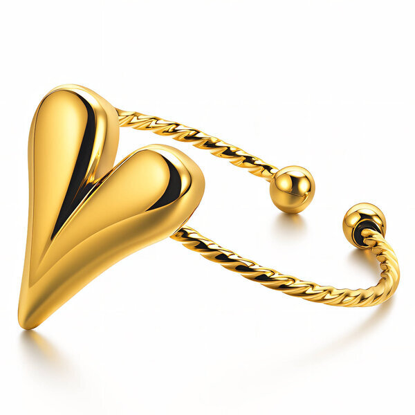 "Heart" Ring, 18K Gold Plated Steel