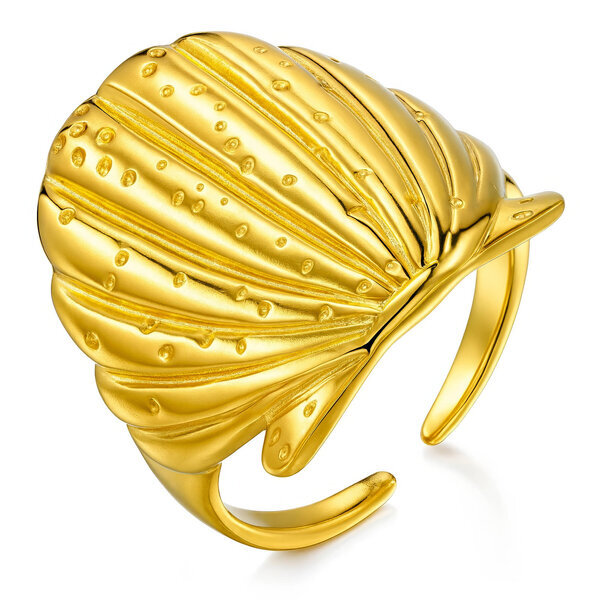 "Seashell" Ring, 18K Gold Plated Steel