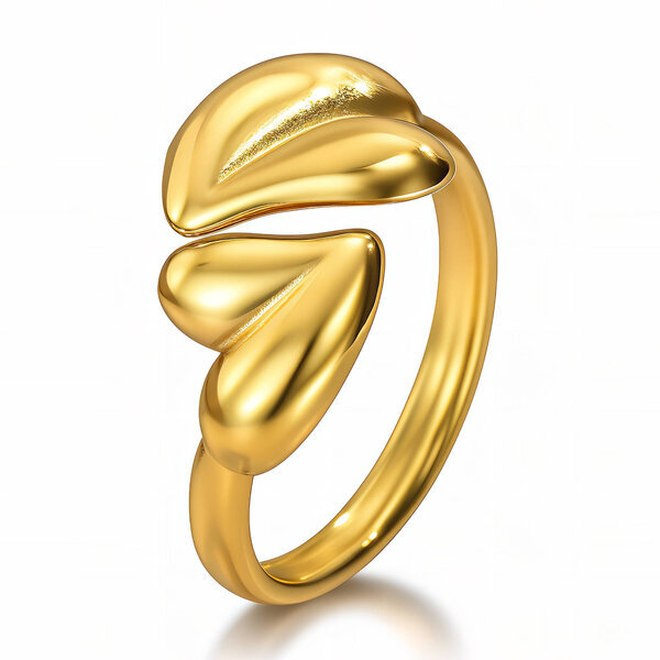 "Hearts" Ring, 18K Gold Plated Steel