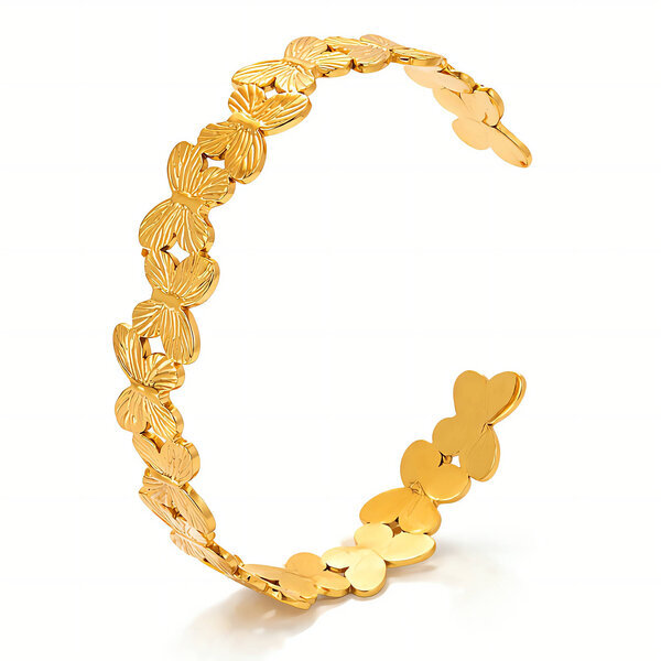 "Butterflies" Bracelet, 18K Gold Plated Steel
