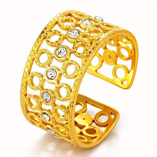 Ring, 18K Gold Plated Steel