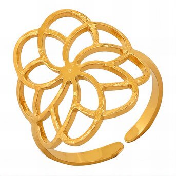 18K gold plated Stainless steel  "Flower" finger ring, Intensity