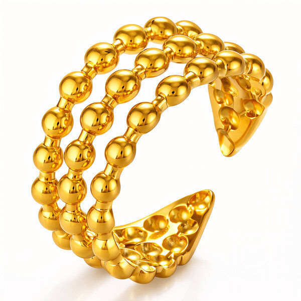 Ring, 18K Gold Plated Steel
