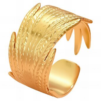 18K gold plated Stainless steel  "Leafs" finger ring, Intensity