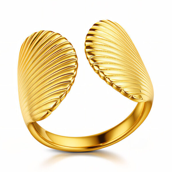 "Seashells" Ring, 18K Gold Plated Steel