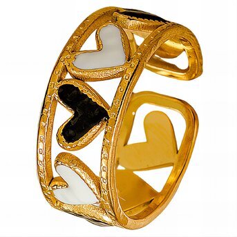 "Hearts" Ring, 18K Gold Plated Steel