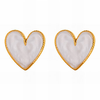"Hearts" Earrings, 18K Gold Plated Steel