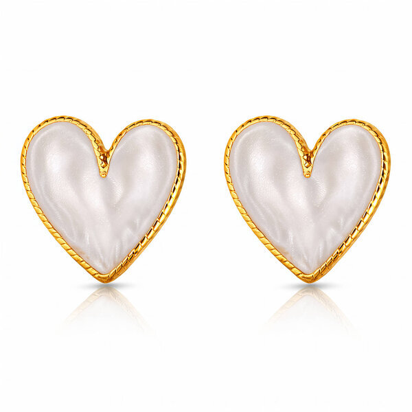 "Hearts" Earrings, 18K Gold Plated Steel