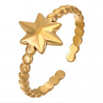 18K gold plated Stainless steel  "Star" finger ring, Intensity