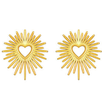 "Hearts" Earrings, 18K Gold Plated Steel