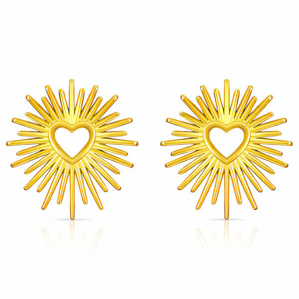 "Hearts" Earrings, 18K Gold Plated Steel