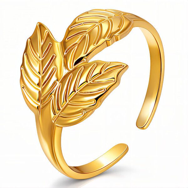 "Leaf" Ring, 18K Gold Plated Steel