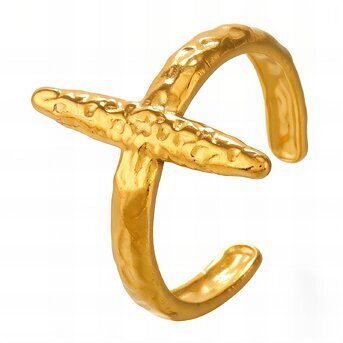 18K gold plated Stainless steel  "Crosses" finger ring, Intensity