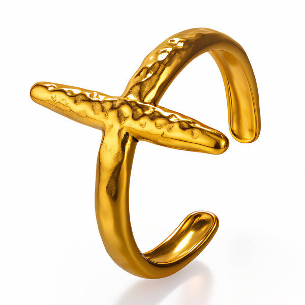 "Crosses" Ring, 18K Gold Plated Steel