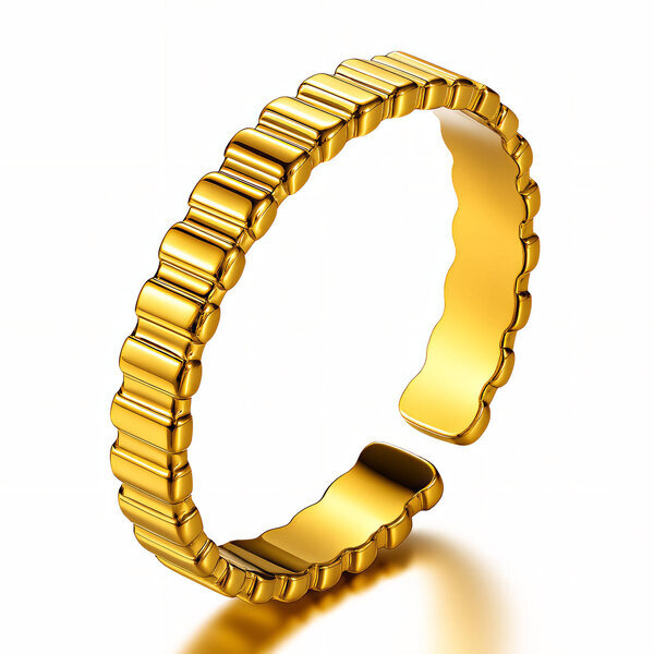 Ring, 18K Gold Plated Steel