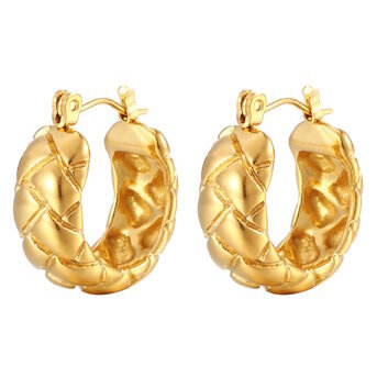 Earrings, 18K Gold Plated Steel