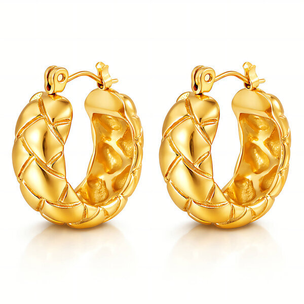 Earrings, 18K Gold Plated Steel