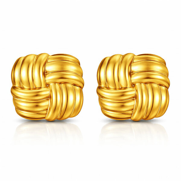 Earrings, 18K Gold Plated Steel