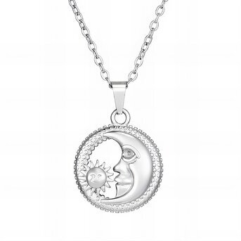 Stainless steel  "Crescent and Sun" necklace, Intensity