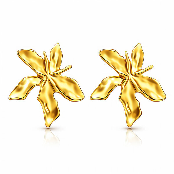 "Flowers" Earrings, 18K Gold Plated Steel