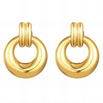 Earrings, 18K Gold Plated Steel