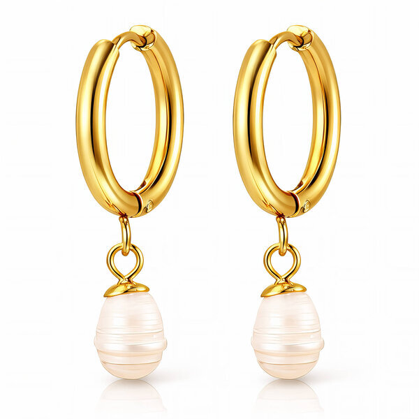 Earrings, 18K Gold Plated Steel