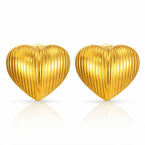 "Heart" Earrings, 18K Gold Plated Steel