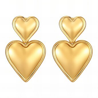 "Hearts" Earrings, 18K Gold Plated Steel