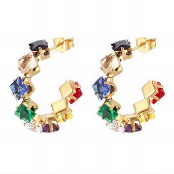 Earrings, 18K Gold Plated Steel