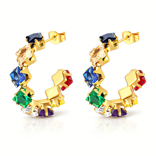 Earrings, 18K Gold Plated Steel
