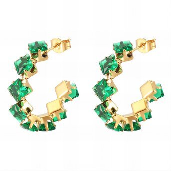 Earrings, 18K Gold Plated Steel