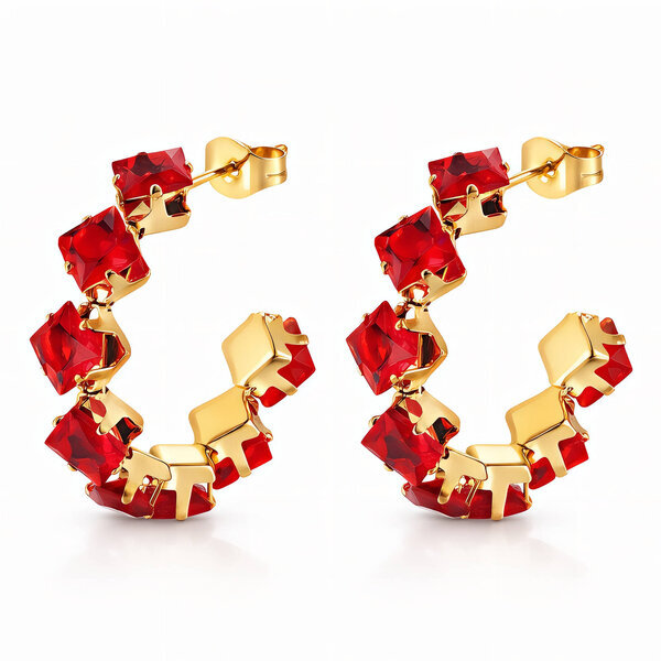 Earrings, 18K Gold Plated Steel