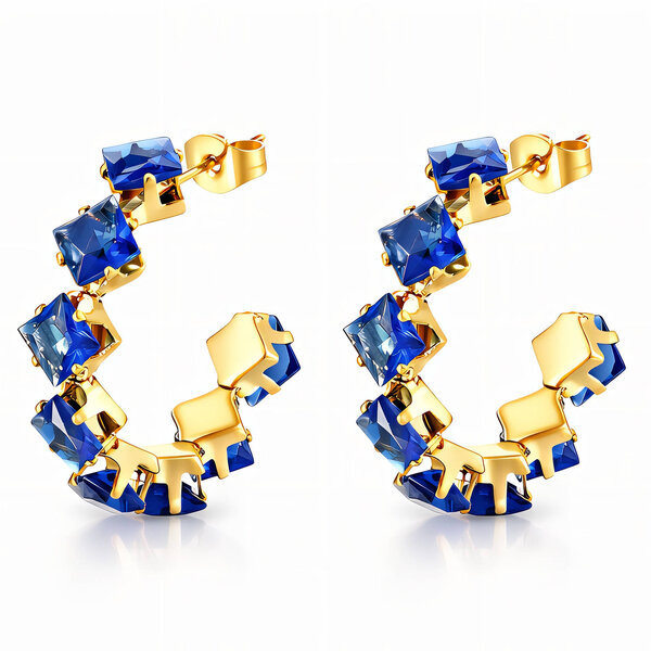 Earrings, 18K Gold Plated Steel