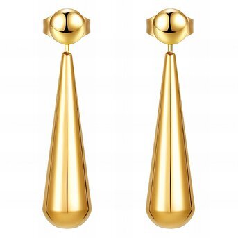 Earrings, 18K Gold Plated Steel