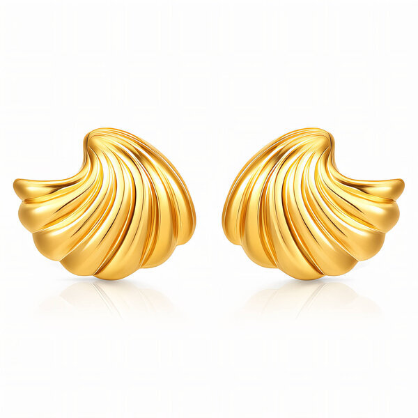 "Seashells" Earrings, 18K Gold Plated Steel