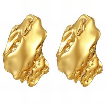 Earrings, 18K Gold Plated Steel