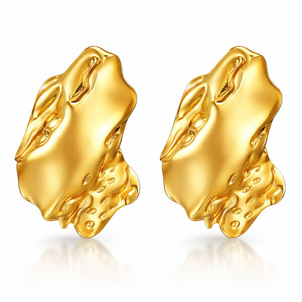 Earrings, 18K Gold Plated Steel