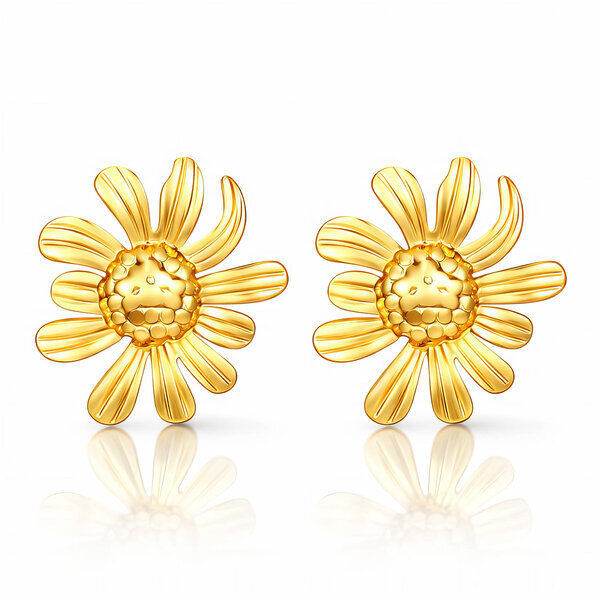 "Flowers" Earrings, 18K Gold Plated Steel