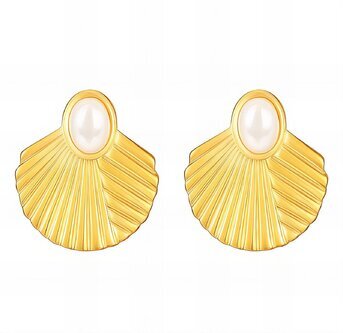 Earrings, 18K Gold Plated Steel