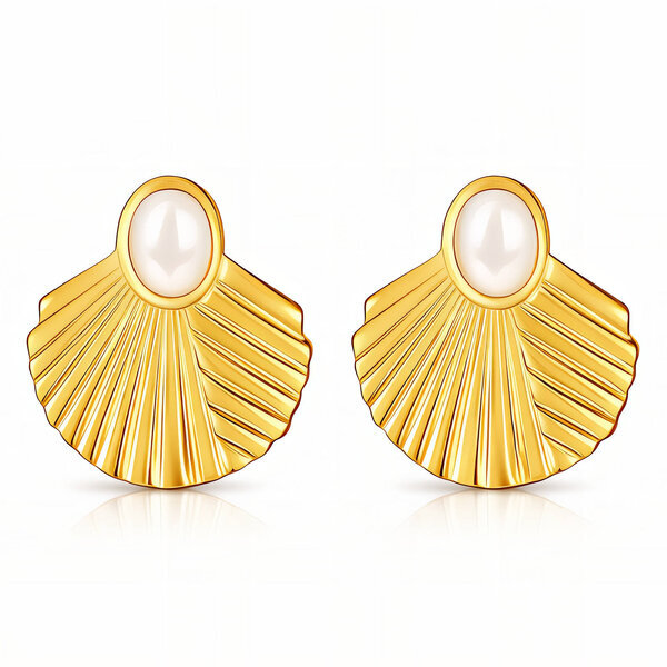 Earrings, 18K Gold Plated Steel