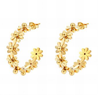 "Flower Meadow" Earrings, 18K Gold Plated Steel