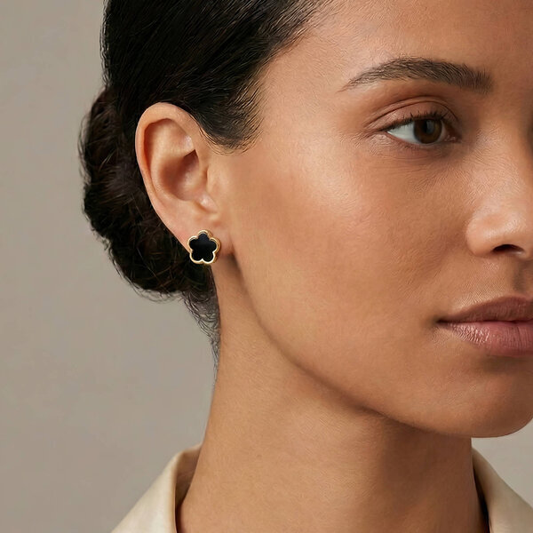 "Flowers" Earrings, 18K Gold Plated Steel