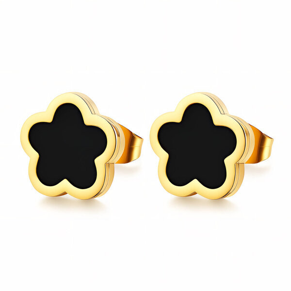 "Flowers" Earrings, 18K Gold Plated Steel